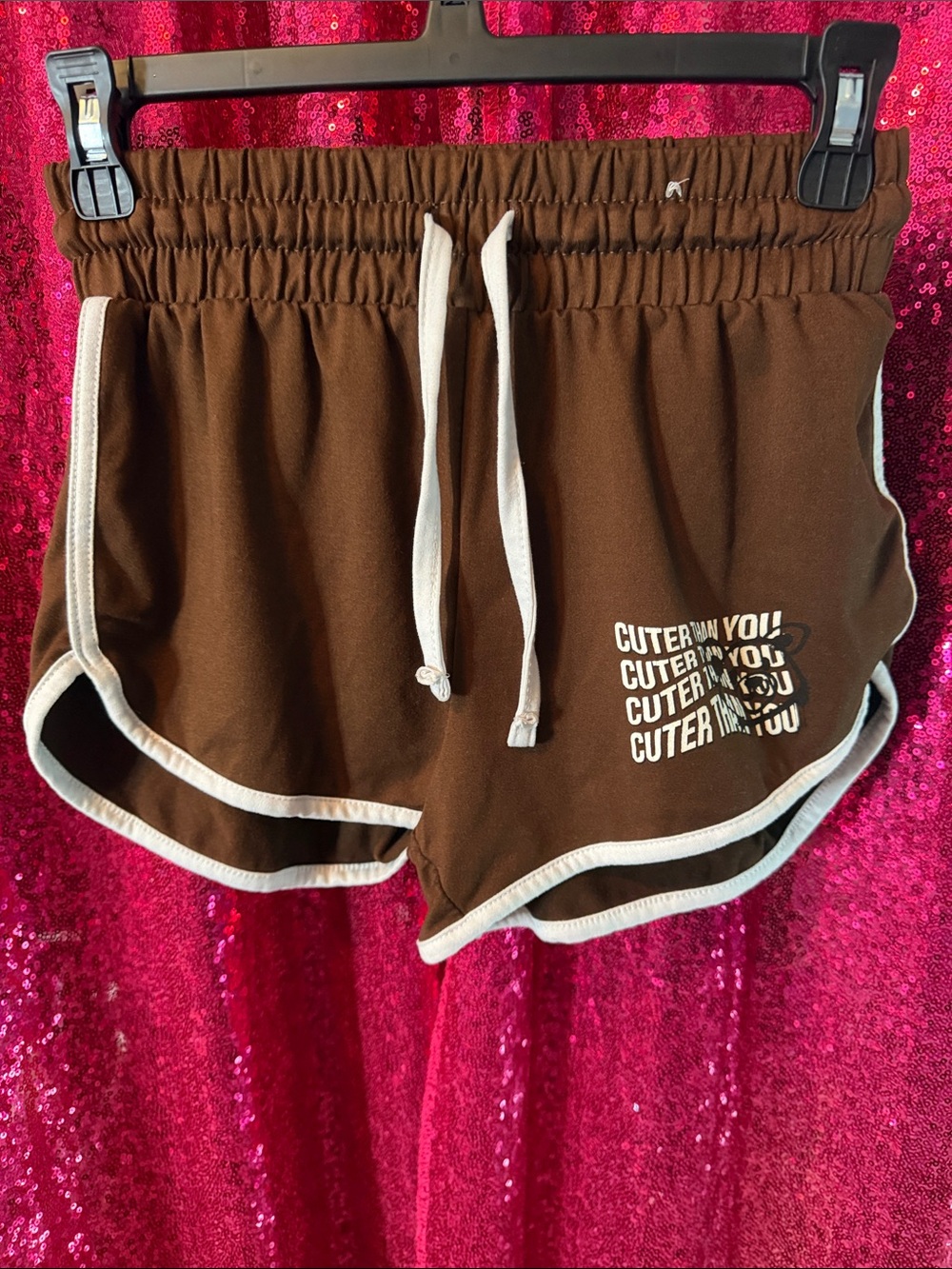 Y2K Rue 21 Brown Drawstring Women’s Athletic Shorts with Contrast Trim